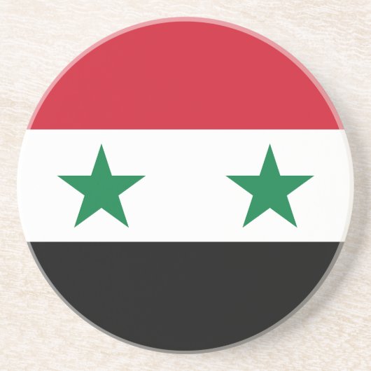 Dessous De Verre En Grès Ancien drapeau de Syrie (Devant)