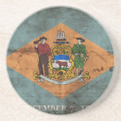 Dessous De Verre En Grès Ancien drapeau du Delaware ; (Devant)