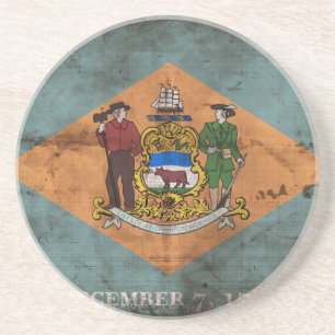 Dessous De Verre En Grès Ancien drapeau du Delaware ;