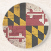 Dessous De Verre En Grès Ancien drapeau du Maryland en bois (Devant)