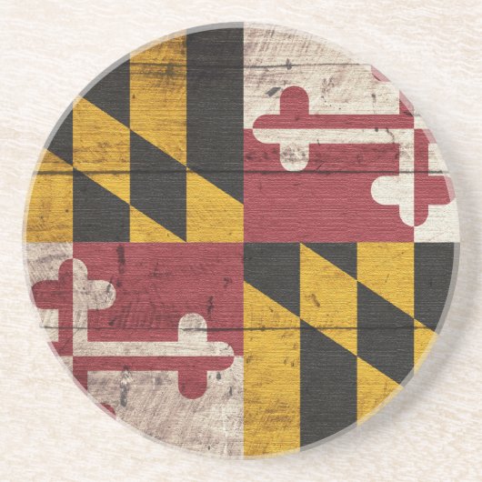 Dessous De Verre En Grès Ancien drapeau du Maryland en bois (Devant)