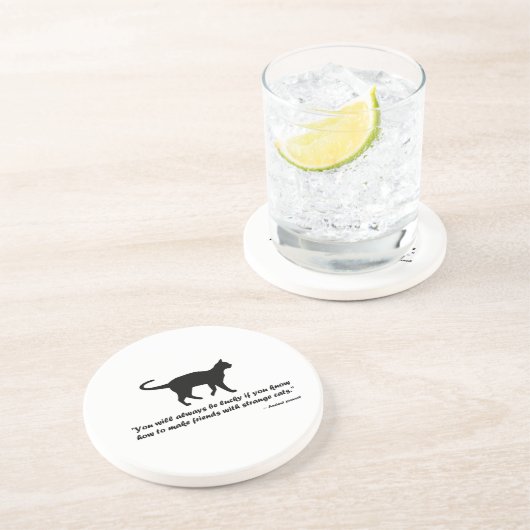 Dessous De Verre En Grès Ancien proverbe de chat (Côté)