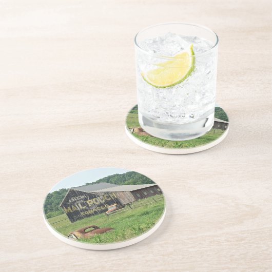 Dessous De Verre En Grès Ancienne grange Pochette de courrier Tabac publici (Côté)