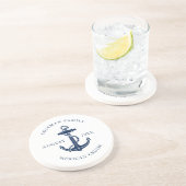 Dessous De Verre En Grès Ancre bleu marine de bateau nautique personnalisé (Côté)