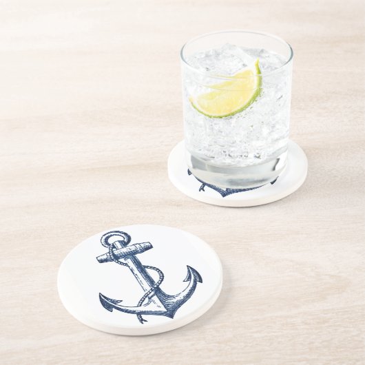 Dessous De Verre En Grès Ancre de bleu marine (Côté)