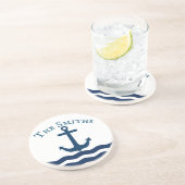 Dessous De Verre En Grès Ancre lisse Nautique Personnalisé (Côté)