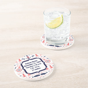 Dessous De Verre En Grès Ancre marine nautique, Motif de poulpe de baleine