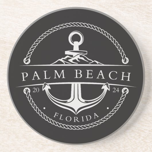Dessous De Verre En Grès Ancre nautique Palm Beach Floride 2024 (Devant)