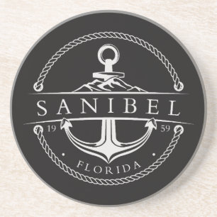 Dessous De Verre En Grès Ancre nautique Sanibel Floride 1959