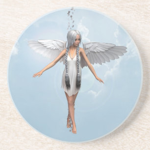 Dessous De Verre En Grès Ange blanc