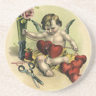 Dessous De Verre En Grès Ange couturière vintage victorien de la Saint-Vale