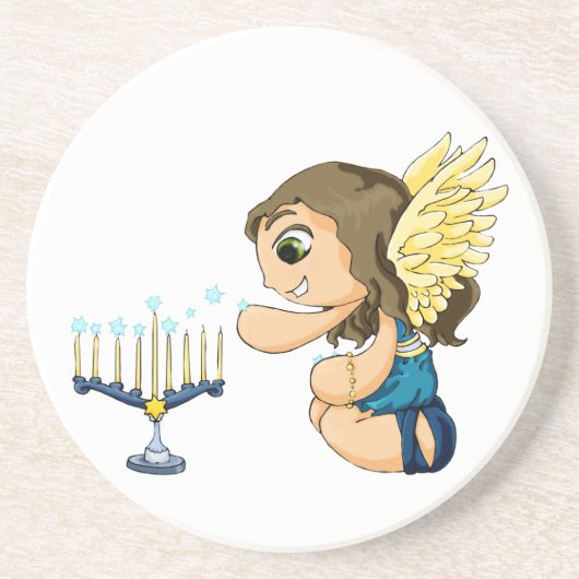 Dessous De Verre En Grès Ange de Menorah (Devant)