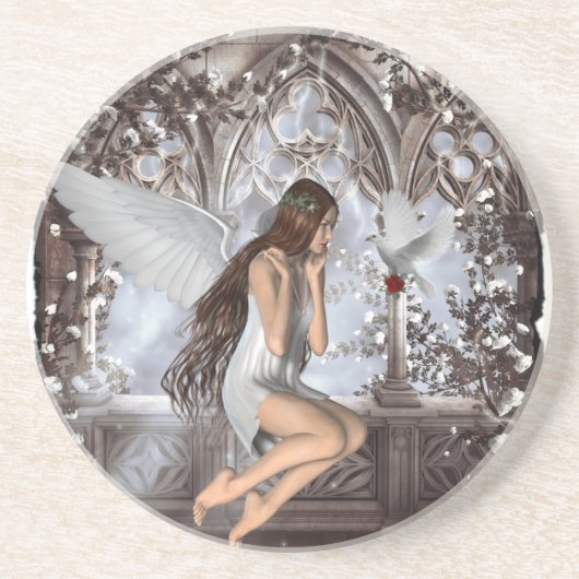 Dessous De Verre En Grès Angel et sa colombe (Devant)