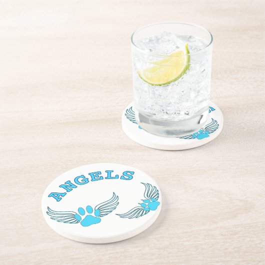 Dessous De Verre En Grès Angel Pet Paws In Blue (Côté)