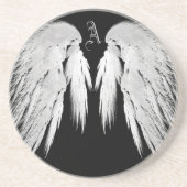 Dessous De Verre En Grès ANGEL WINGS Black Custom Monogramme (Devant)