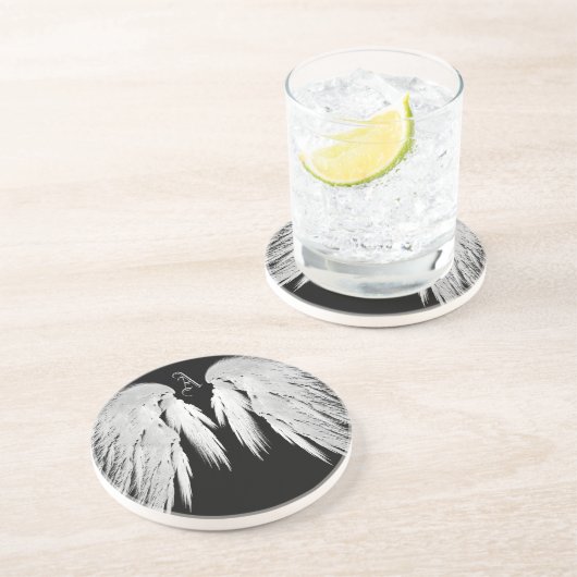 Dessous De Verre En Grès ANGEL WINGS Black Custom Monogramme (Côté)