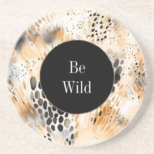 Dessous De Verre En Grès Animal Léopard Crème Noir Sauvage (Devant)