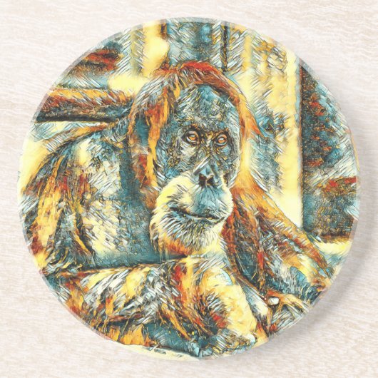 Dessous De Verre En Grès AnimalArt_OrangUtan_018 (Devant)