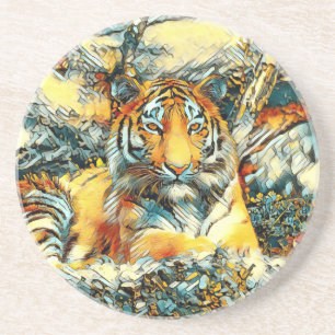 Dessous De Verre En Grès AnimalArt_Tiger_011