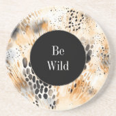 Dessous De Verre En Grès Animalier Léopard Crème Noir Sauvage   (Devant)