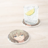 Dessous De Verre En Grès Anime brune fille aux yeux bleus (Côté)