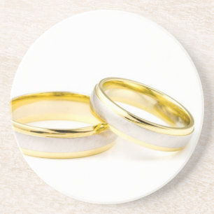 Dessous De Verre En Grès Anneaux de mariage d'amour de marié de jeune
