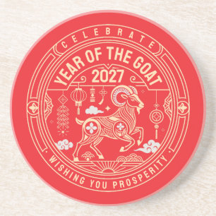 Dessous De Verre En Grès Année du Mouton 2027 / Année de la Chèvre 2027