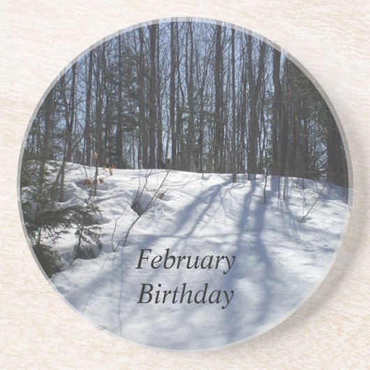Dessous De Verre En Grès Anniversaire de Scène-Février de neige d'hiver (Devant)