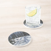 Dessous De Verre En Grès Anniversaire de Scène-Février de neige d'hiver (Côté)