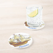 Dessous De Verre En Grès Anniversaire du navire à voile Descendant Mayflowe (Côté)