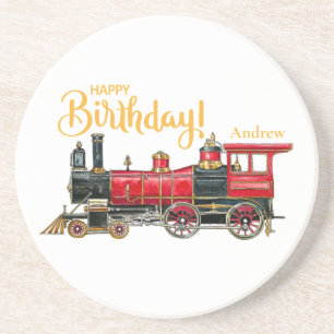 Dessous De Verre En Grès Anniversaire Train Vintage Esthétique