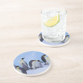 Dessous De Verre En Grès Antarctique, Emporer Penguins (Côté)