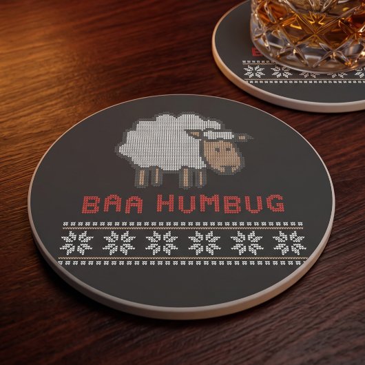 Dessous De Verre En Grès Anti Fête Baa Humbug | Style Pullover Moche