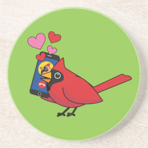 Dessous De Verre En Grès Appels d'amour de l'oiseau cardinal à l'accoupleme
