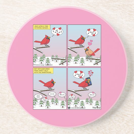 Dessous De Verre En Grès Appels de accouplement d'oiseaux modernes comique (Devant)