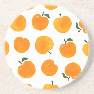 Dessous De Verre En Grès Apricots Aquarelle Blanc Arrière - plan Vintage