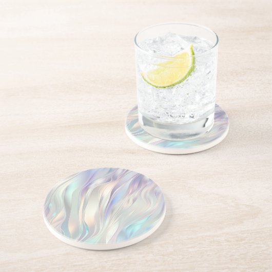 Dessous De Verre En Grès Aqua Blue Purple Pearl Blanc (Côté)