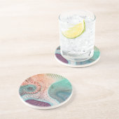 Dessous De Verre En Grès Aqua et Eggplant et Taupe Éperviers océaniques (Côté)