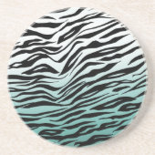 Dessous De Verre En Grès Aqua Mint Black Zebra Print Ombre (Devant)