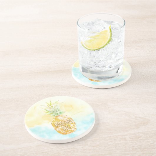 Dessous De Verre En Grès Aqua Yellow Pineappé Gold Dream (Côté)