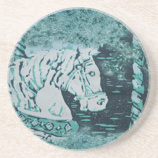Dessous De Verre En Grès Aquamarine du carrousel (Devant)