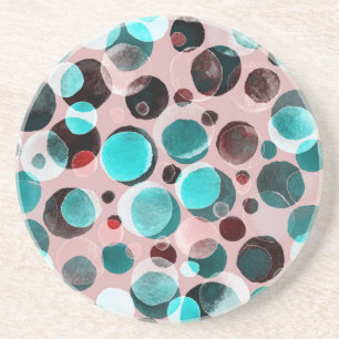 Dessous De Verre En Grès Aquarelle à pois, motif abstrait.