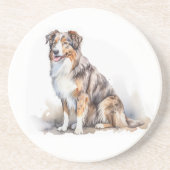 Dessous De Verre En Grès Aquarelle Australian Shepherd (Devant)