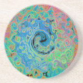 Dessous De Verre En Grès Aquarelle bleu Super Abstrait rétro liquide (Devant)