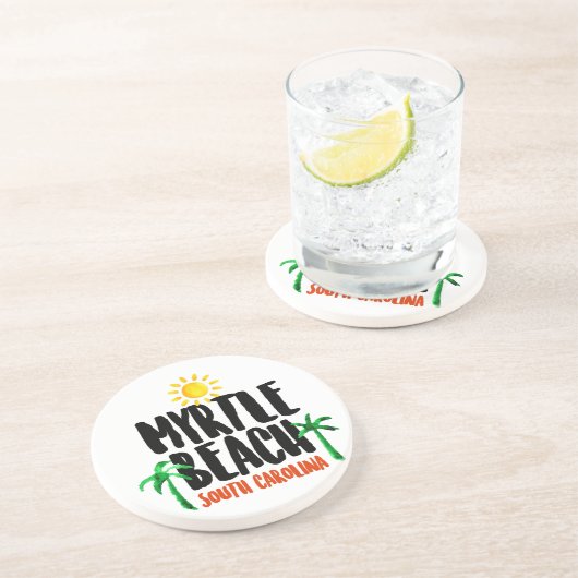 Dessous De Verre En Grès Aquarelle de Myrtle Beach (Côté)