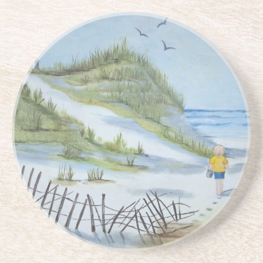 Dessous De Verre En Grès Aquarelle de plage (Devant)