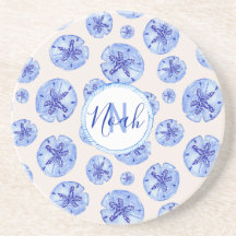 Aquarelle de sable bleu dollar-nom monogramme pers