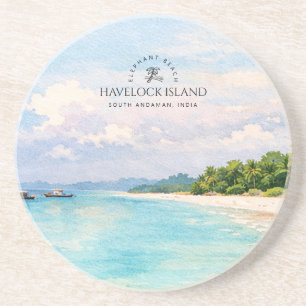 Dessous De Verre En Grès Aquarelle Elephant Beach – Cadeau Souvenir d'Andam