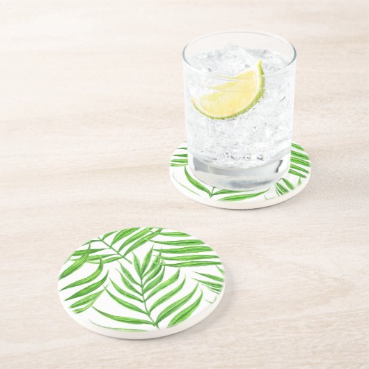 Dessous De Verre En Grès Aquarelle feuille de palme (Côté)