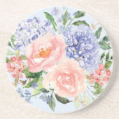 Dessous De Verre En Grès Aquarelle Fleurie de Printemps Hydrangea Rose Pivo (Devant)